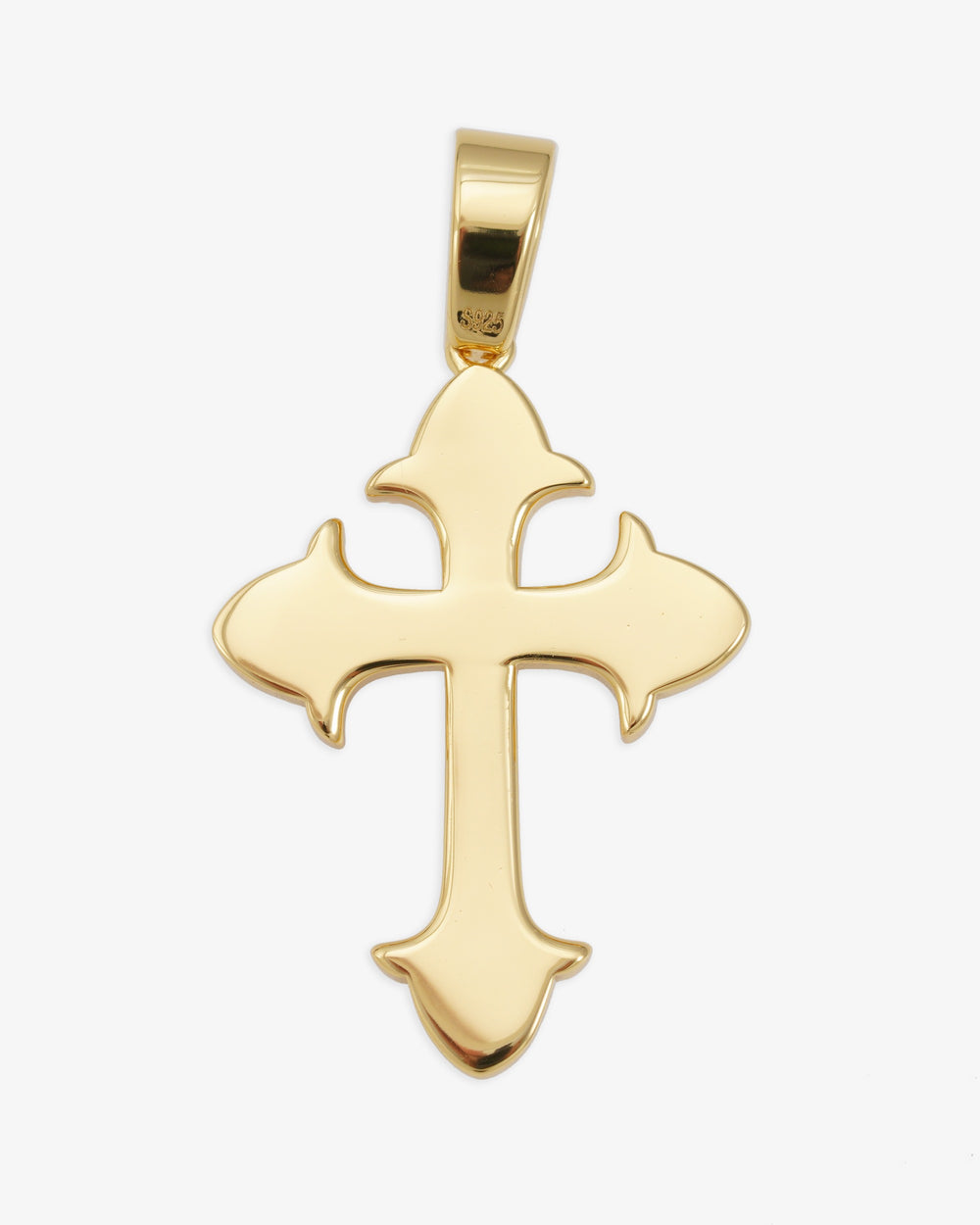 Moissanite Fleur Cross Pendant 14K Gold - Yellow Gold