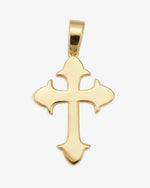 Moissanite Fleur Cross Pendant 14K Gold - Yellow Gold