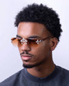 Moissanite Fleuree Cross Sunglasses 14K Gold - Brown