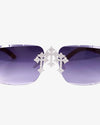 Moissanite Fleuree Cross Sunglasses 14K Gold - Dark Blue