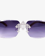 Moissanite Fleuree Cross Sunglasses 14K Gold - Dark Blue