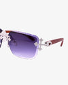 Moissanite Fleuree Cross Sunglasses 14K Gold - Dark Blue