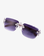 Moissanite Fleuree Cross Sunglasses 14K Gold - Dark Blue