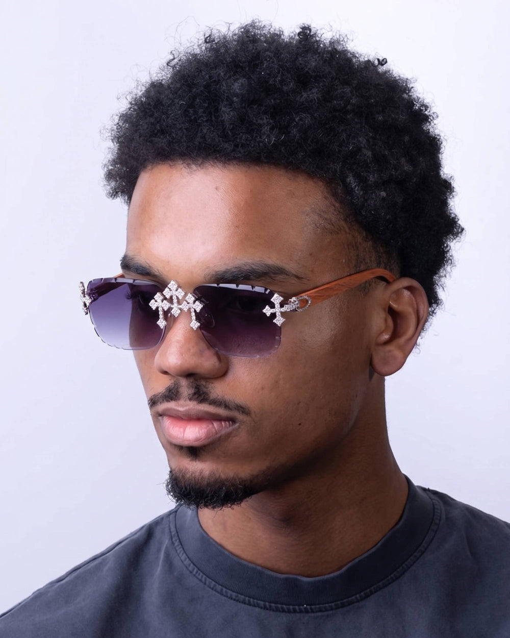 moissanite fleuree sunglasses 14k gold icecartel purple model
