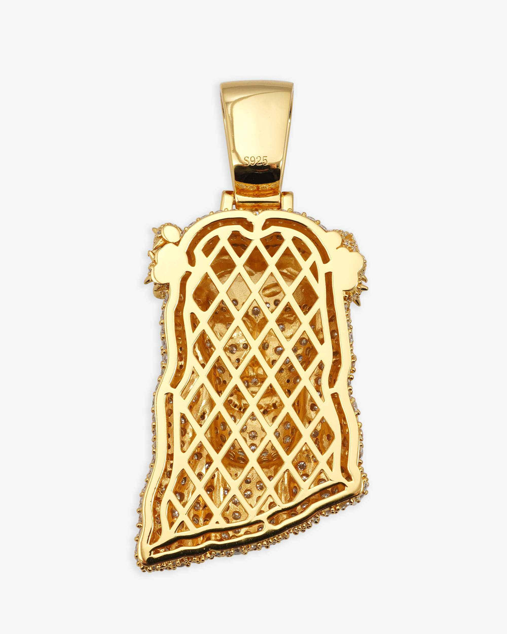 moissanite flower beads jesus pendant 14k gold icecartel yellow back