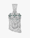 Moissanite Four Leaf Clover Jesus Pendant 14K Gold - White Gold