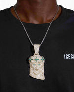 Moissanite Four Leaf Clover Jesus Pendant 14K Gold - Yellow Gold
