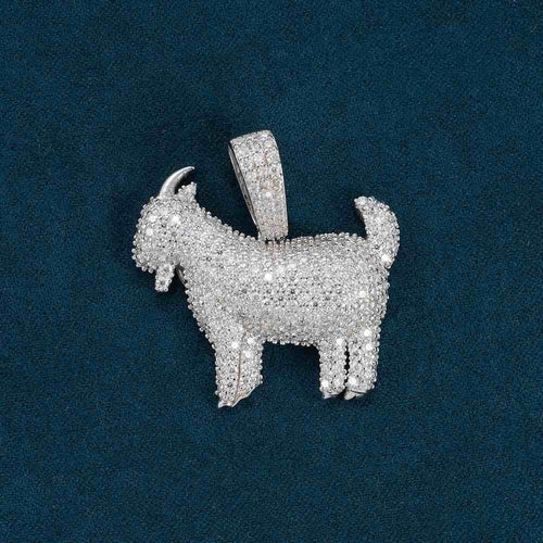 Moissanite goat pendant 14k gold icecartel