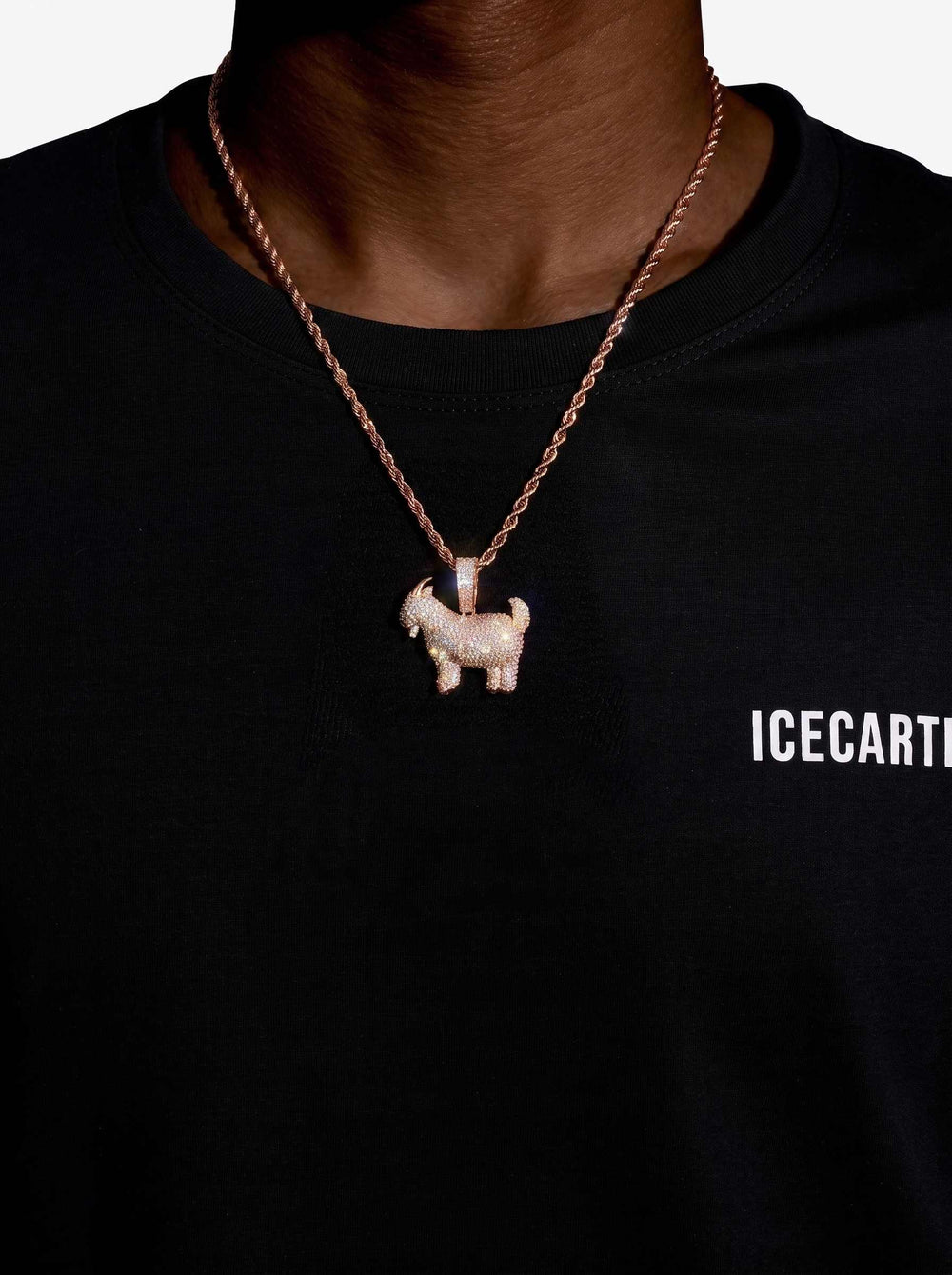 Moissanite GOAT Pendant 14K Gold - Rose Gold
