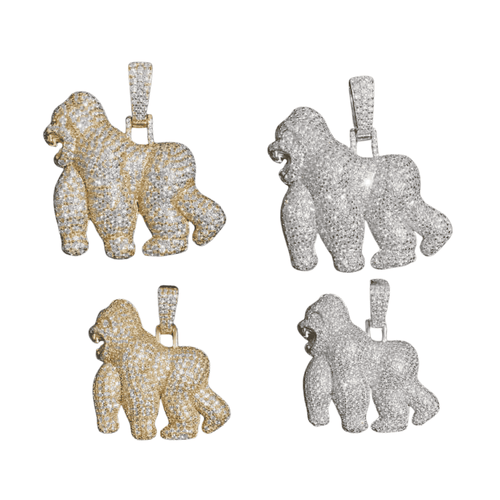 moissanite gorilla pendant closeup wbg
