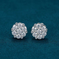 moissanite halo cluster bezel set earrings