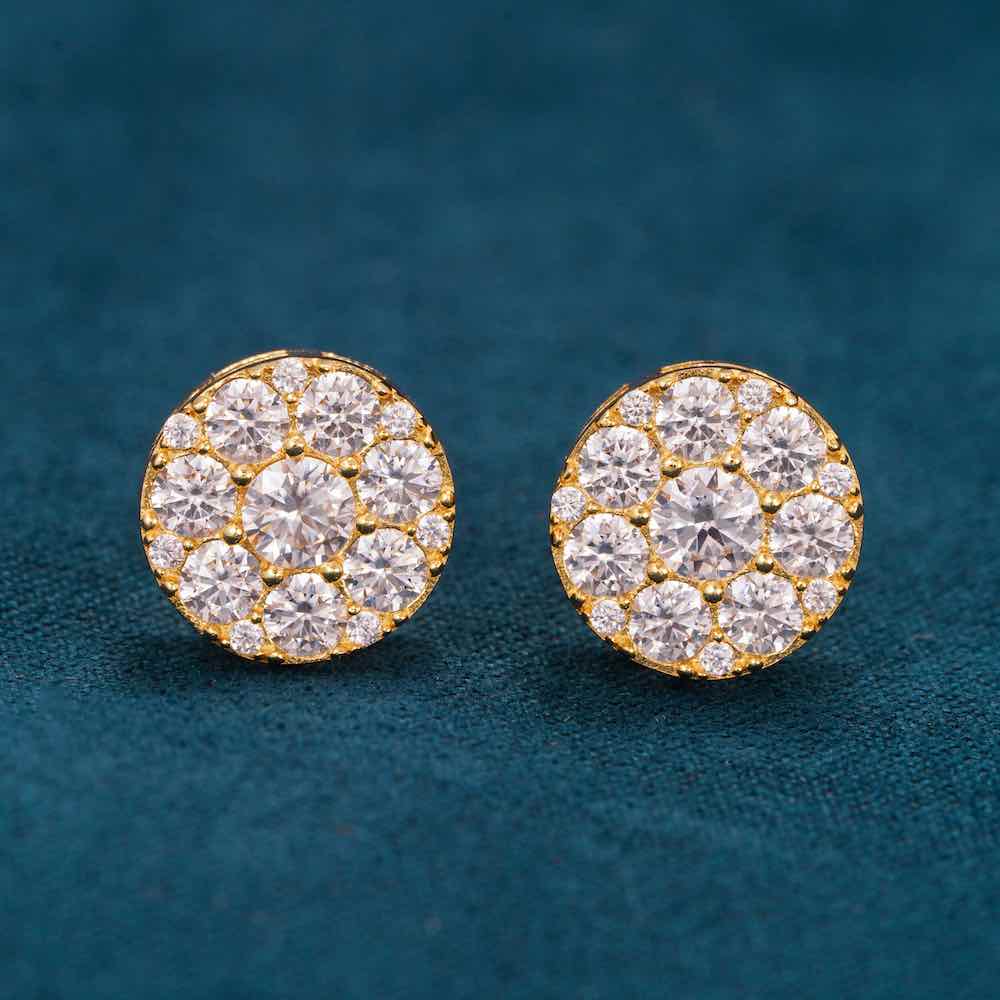 moissanite halo cluster earrings 14k gold