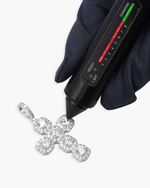 moissanite halo cross pendant 14k white gold icecartel test