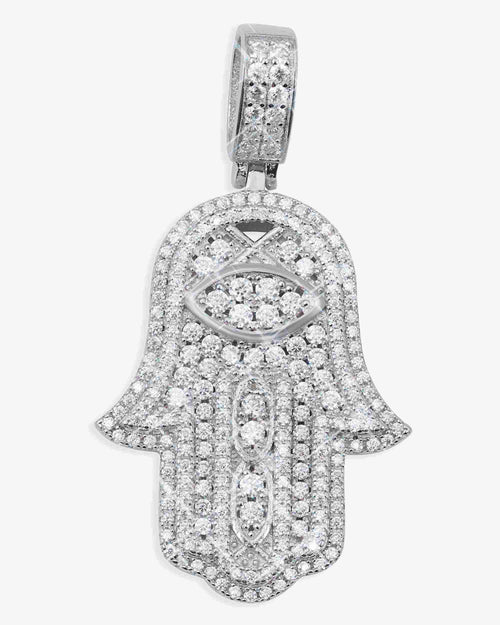 moissanite hamsa hand pendant 14k white gold icecartel main