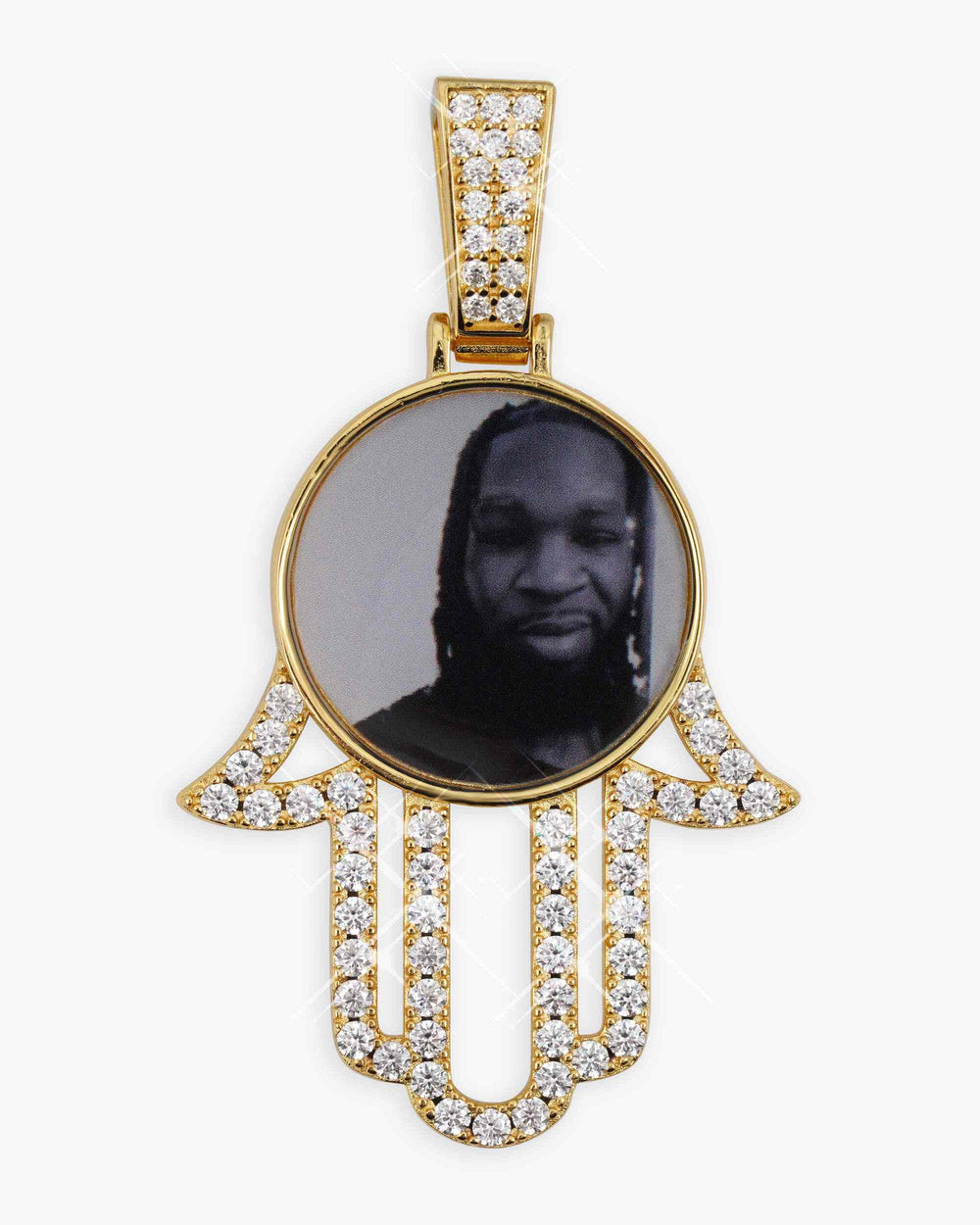 moissanite hamsa hand photo pendant 14k gold icecartel main