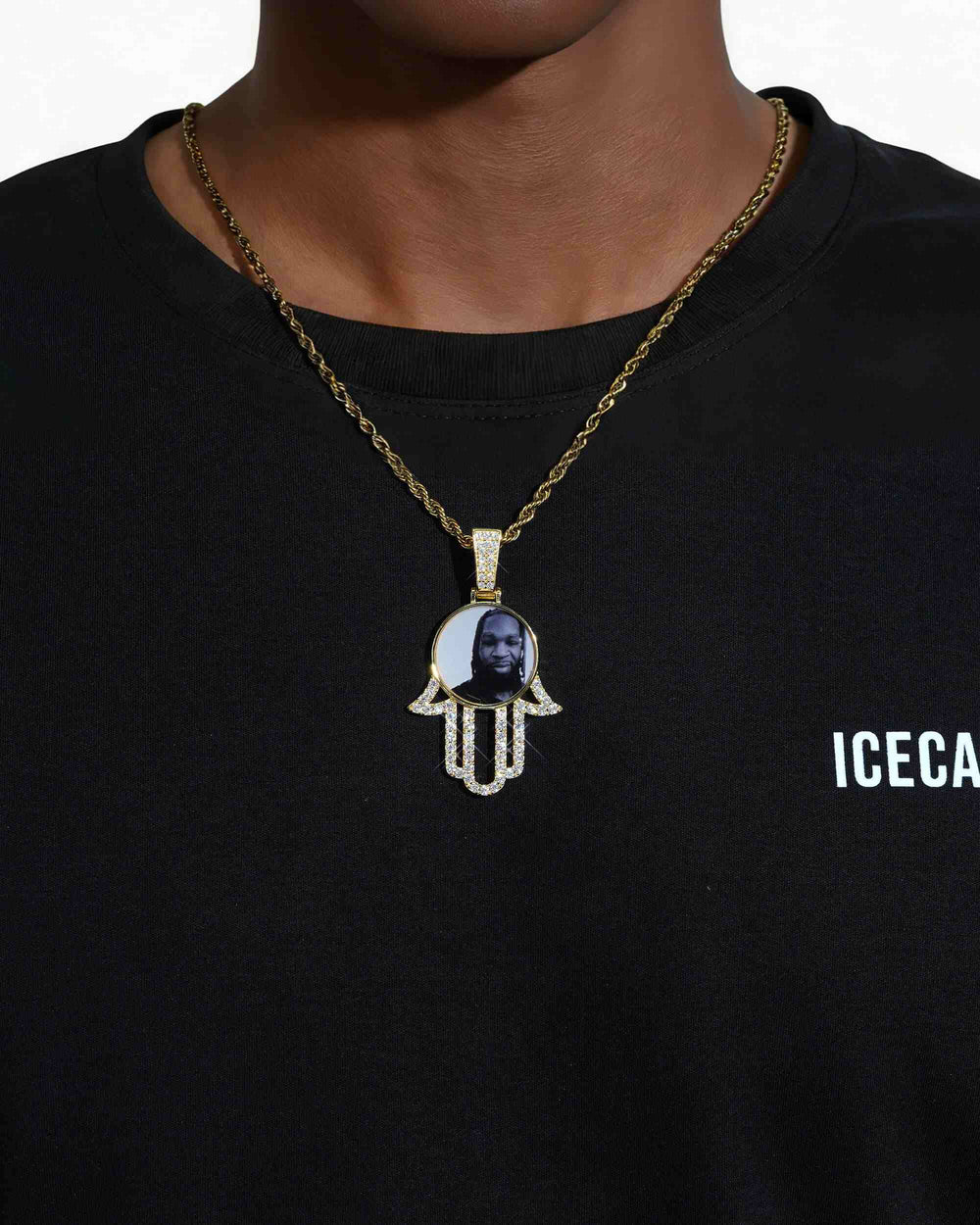 moissanite hamsa hand photo pendant 14k gold icecartel model