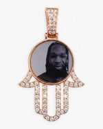 Moissanite Hamsa Hand Photo Pendant 14K Gold - Rose Gold