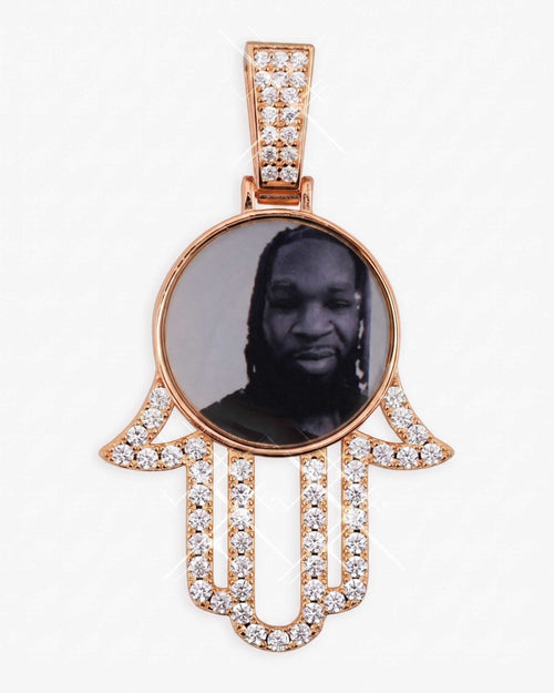 moissanite hamsa hand photo pendant 14k gold icecartel rose main