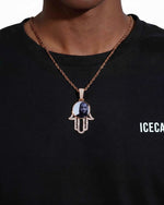 Moissanite Hamsa Hand Photo Pendant 14K Gold - Rose Gold