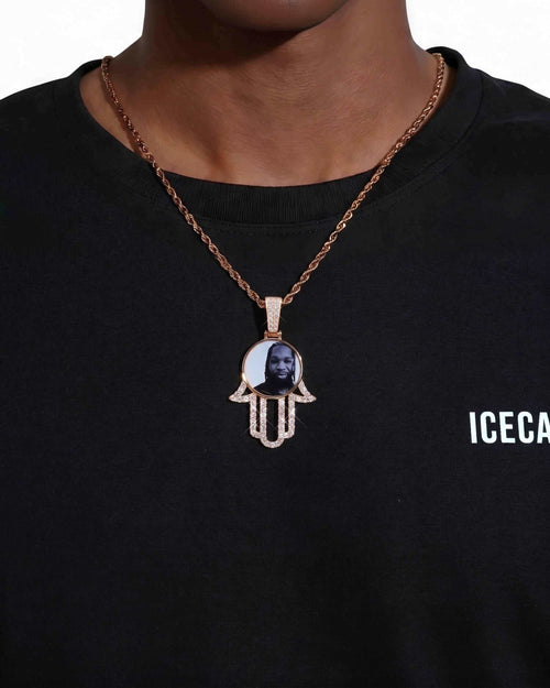 moissanite hamsa hand photo pendant 14k gold icecartel rose model