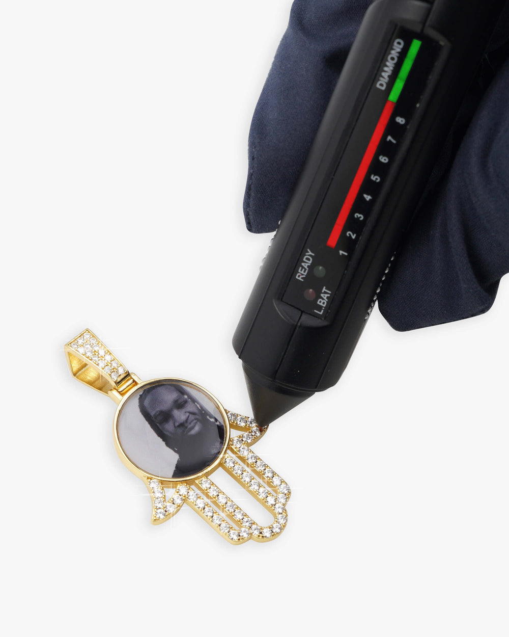 moissanite hamsa hand photo pendant 14k gold icecartel test