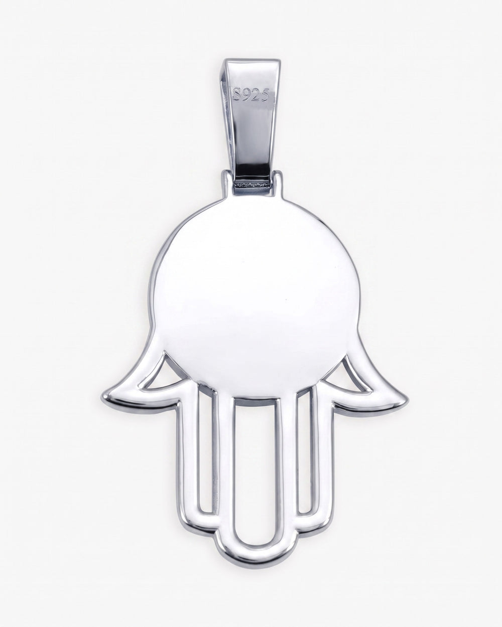 Moissanite Hamsa Hand Photo Pendant 14K Gold - White Gold