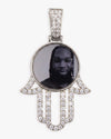 Moissanite Hamsa Hand Photo Pendant 14K Gold - White Gold