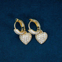 moissanite heart shaped drop earrings 14k gold