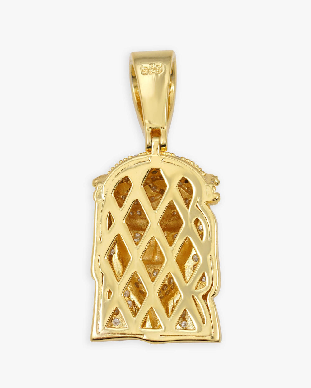 Moissanite Hollow Back Mini Jesus Pendant 14K Gold - Yellow Gold