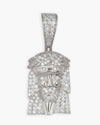 Moissanite Hollow Back Mini Jesus Pendant 14K Gold - White Gold