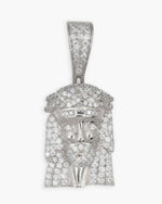 Moissanite Hollow Back Mini Jesus Pendant 14K Gold - White Gold
