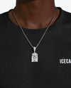 Moissanite Hollow Back Mini Jesus Pendant 14K Gold - White Gold
