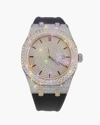 moissanite iced out rubber band watch 14k yellow gold white background px new main