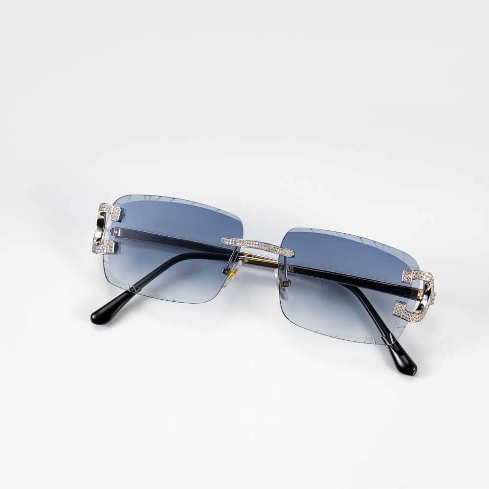 Moissanite Iced Out Sunglasses blue