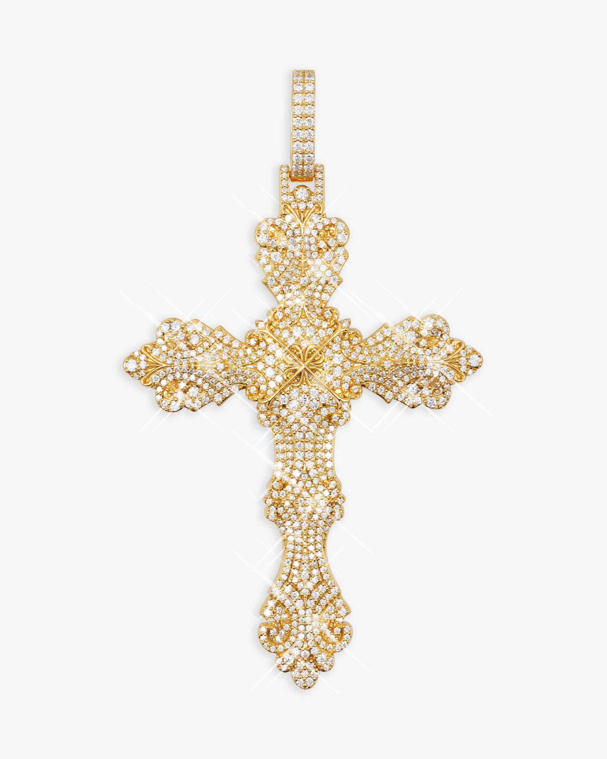 Moissanite Ornamental Cross 14K Gold - IceCartel™