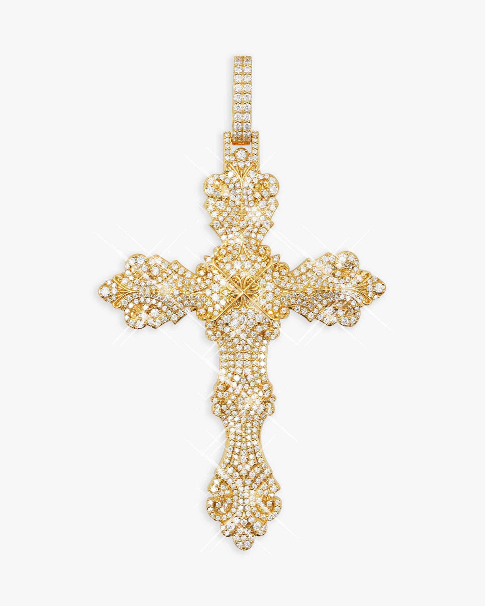 moissanite ornamental cross 14k white gold icecartel yellow main