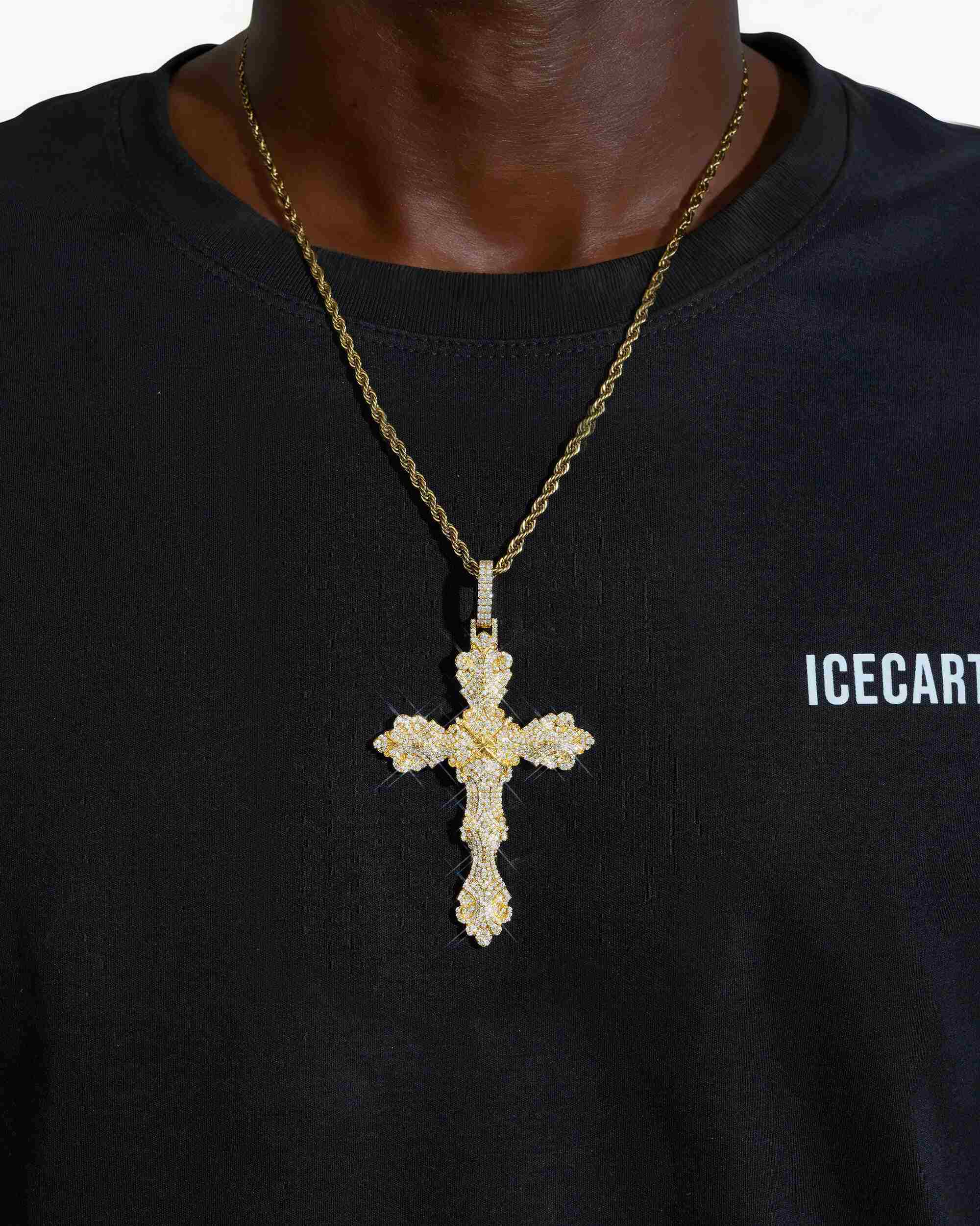 Moissanite Ornamental Cross 14K Gold - IceCartel™