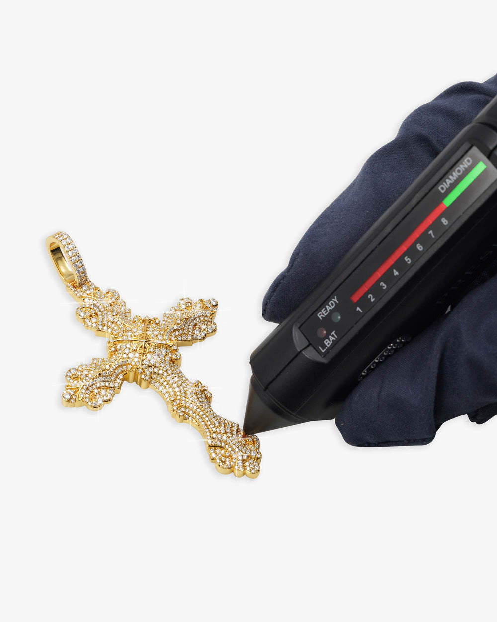 moissanite ornamental cross 14k white gold icecartel yellow test