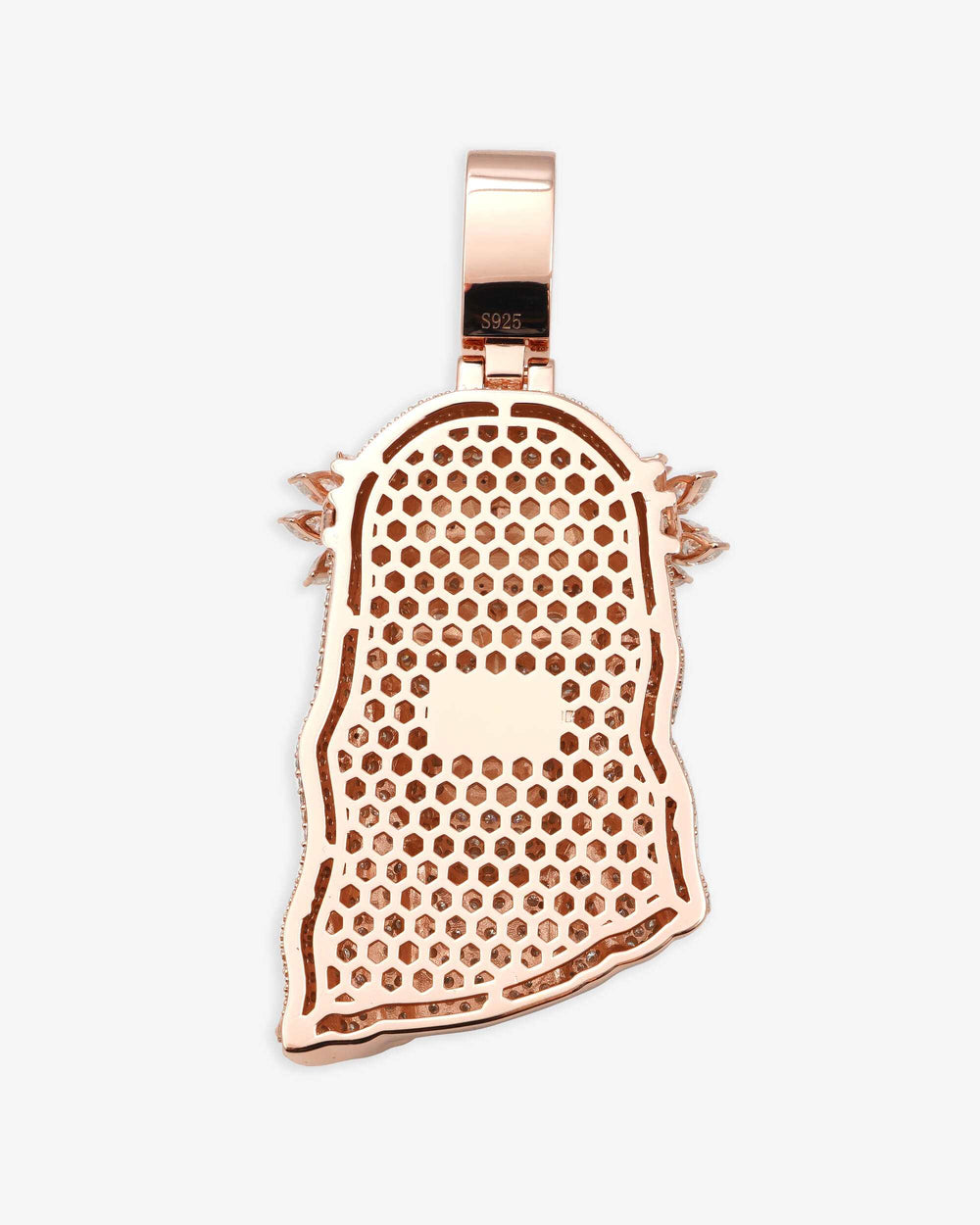 moissanite oval cut jesus pendant 14k gold icecartel rose back