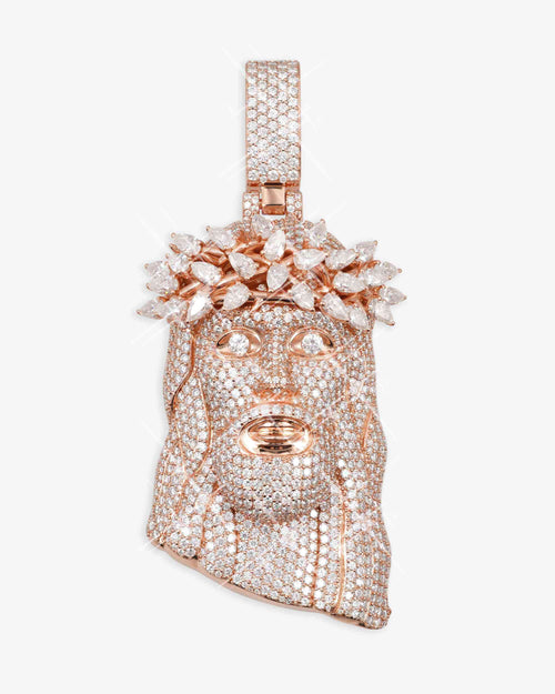 moissanite oval cut jesus pendant 14k gold icecartel rose main