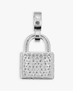 Moissanite Padlock Pendant 14K Gold - White Gold