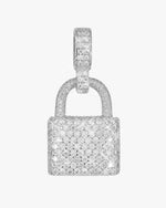 Moissanite Padlock Pendant 14K Gold - White Gold