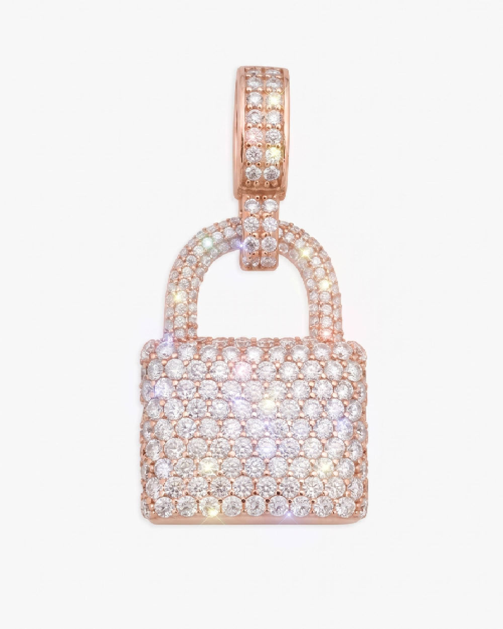 Moissanite Padlock Pendant 14K Gold - Rose Gold