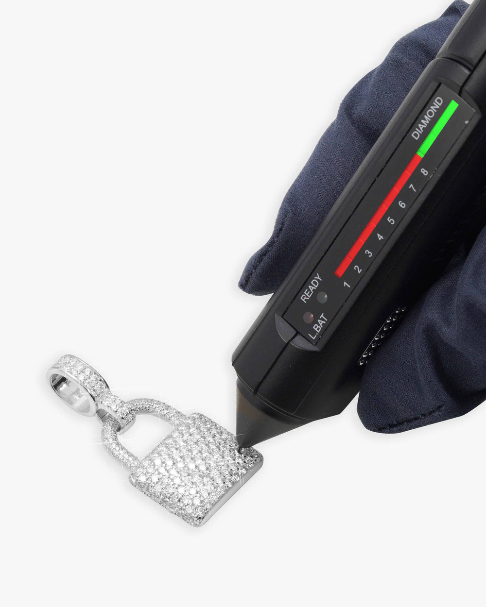 Moissanite Padlock Pendant 14K Gold - White Gold