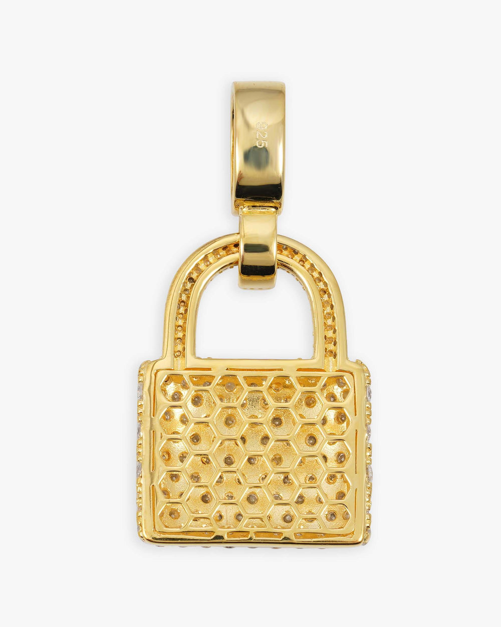 Moissanite Padlock Pendant 14K Gold - Yellow Gold