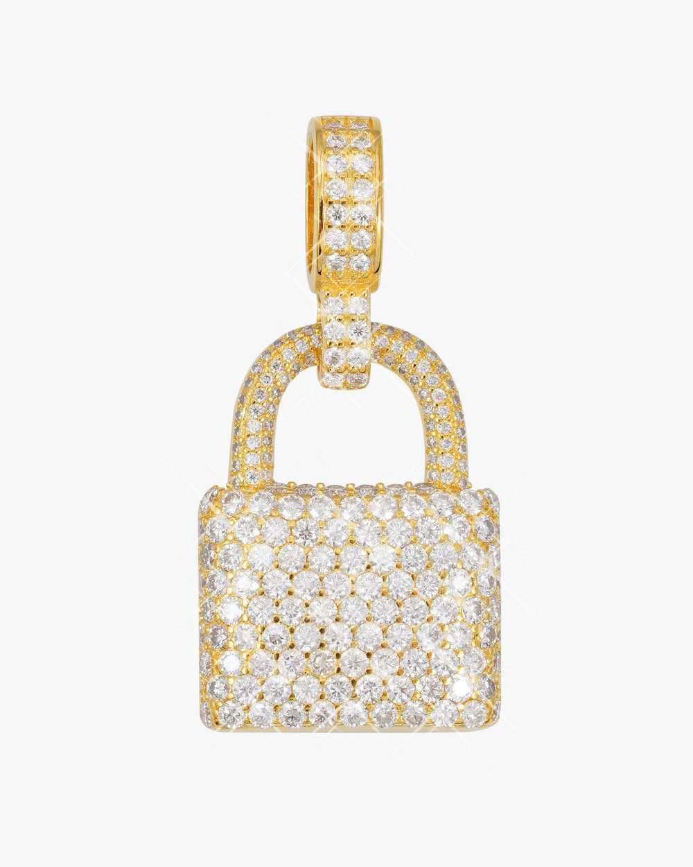 Moissanite Padlock Pendant 14K Gold - Yellow Gold