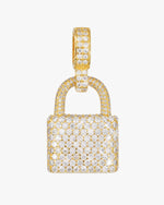 Moissanite Padlock Pendant 14K Gold - Yellow Gold