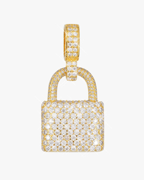 moissanite padlock pendant 14k gold icecartel yellow icecartel