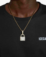 Moissanite Padlock Pendant 14K Gold - Yellow Gold