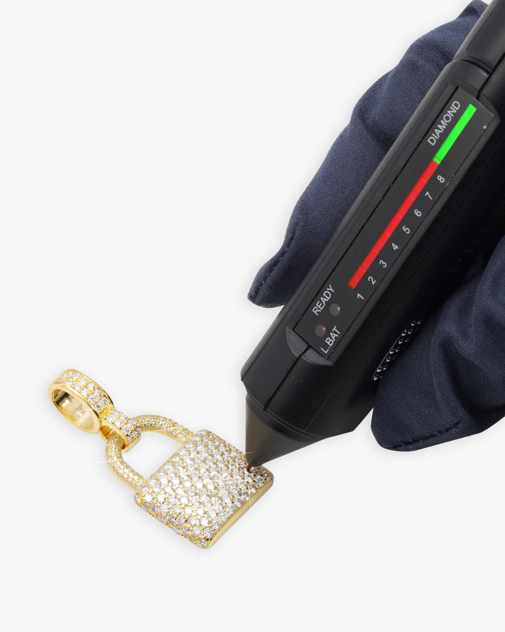 Moissanite Padlock Pendant 14K Gold - Yellow Gold